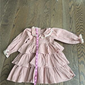 Pink Ruffled Kids Dress custom handmade in poland 100% organic cotton 2T 18-24 m